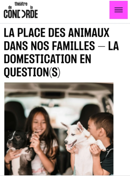 Conférence « La place des animaux dans nos familles – la domestication en question(s) » à Paris